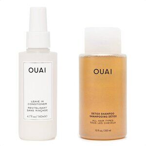 OUAI Hair Bundle - Includes Leave-In Conditioner 4.7oz & Detox Shampoo 10oz